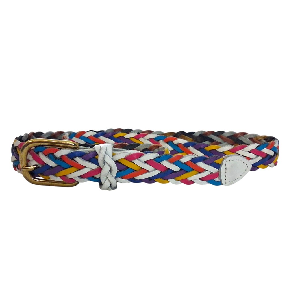 Capezio Argentina Rainbow Braided Leather Belt Womens M/L Vintage 80s 90s Retro